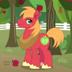 Size: 2000x2000 | Tagged: safe, artist:cloudy glow, derpibooru import, big macintosh, pony, g4, apple, apple tree, food, image, male, movie accurate, png, solo, sweet apple acres, tree, vector