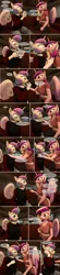 Size: 1440x6533 | Tagged: safe, artist:spud, derpibooru import, princess cadance, princess flurry heart, anthro, comic:unlikely valentine, g4, 3d, blushing, breasts, choker, comic, conversation, eating, food, image, implied incest, jpeg, leaning forward, living room, looking at each other, looking at someone, panicking, sitting, sorry, source filmmaker, speech bubble, talking