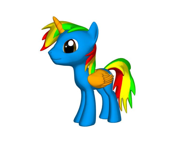 Size: 1200x900 | Tagged: safe, artist:miguelsilva12, derpibooru import, oc, oc:shield wing, unofficial characters only, alicorn, 3d, colored wings, image, male, multicolored hair, multicolored wings, png, simple background, solo, transparent background, wings