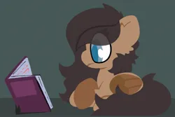 Size: 2048x1366 | Tagged: safe, artist:moonydusk, derpibooru import, oc, oc:quillwright, unofficial characters only, pegasus, fallout equestria, book, crossed legs, eye clipping through hair, fallout equestria: of shadows, folded wings, image, jpeg, pegasus oc, reading, sitting, solo, wings