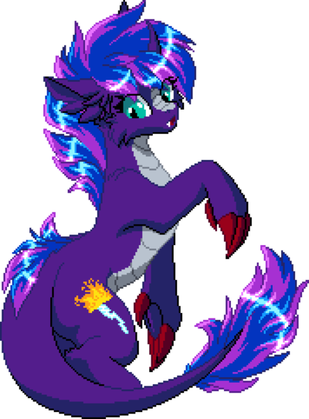 Size: 1068x1446 | Tagged: safe, artist:arctic-fox, artist:tihan, derpibooru import, oc, oc:tihan, unofficial characters only, dracony, dragon, hybrid, digital art, female, image, manepxls, open mouth, pixel art, png, pxls.space, raised claw, simple background, solo, transparent background