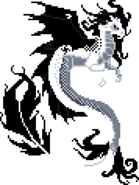 Size: 1068x1428 | Tagged: safe, artist:geck0gir1, artist:lilou41, derpibooru import, oc, oc:static void, unofficial characters only, dragon, digital art, dragoness, dragonified, female, image, manepxls, pixel art, png, pxls.space, simple background, solo, species swap, spread wings, transparent background, wings