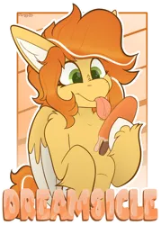 Size: 2160x3013 | Tagged: safe, artist:spoopy-abby, derpibooru import, oc, oc:dreamsicle, unofficial characters only, pegasus, pony, badge, con badge, image, png, solo