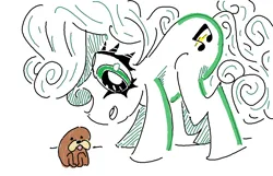 Size: 900x579 | Tagged: safe, artist:catarsis, earth pony, pony, cutie mark, eyelashes, female, green coat, image, looking at someone, mare, music notes, open mouth, png, sketch, small, spurdo spärde, teal mane, teal tail