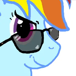 Size: 800x800 | Tagged: artist needed, safe, rainbow dash, pegasus, pony, eyelashes, female, glasses, head, image, looking at you, mare, nostrils, png, smiling, smirk, solo