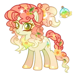 Size: 2529x2490 | Tagged: safe, artist:anno酱w, derpibooru import, oc, unofficial characters only, earth pony, pony, adoptable, apple, base used, body freckles, cutie mark, eyelashes, eyeshadow, flower, flower in hair, food, freckles, image, leaves, leaves in hair, magical lesbian spawn, makeup, neckerchief, offspring, parent:granny smith, parent:pear butter, pigtails, png, ponytail, simple background, smiling, solo, transparent background