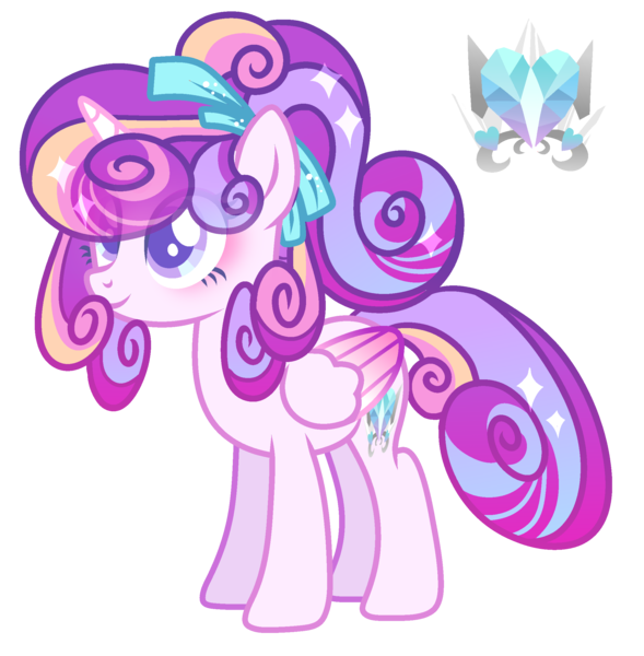 Size: 2205x2247 | Tagged: safe, artist:anno酱w, derpibooru import, oc, unofficial characters only, alicorn, pony, adoptable, base used, bow, bowtie, cutie mark, horn, image, magical lesbian spawn, offspring, parent:princess cadance, parent:princess flurry heart, png, ponytail, simple background, smiling, solo, stars, transparent background, wings