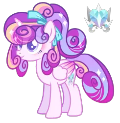 Size: 2205x2247 | Tagged: safe, artist:anno酱w, derpibooru import, oc, unofficial characters only, alicorn, pony, adoptable, base used, bow, bowtie, cutie mark, horn, image, magical lesbian spawn, offspring, parent:princess cadance, parent:princess flurry heart, png, ponytail, simple background, smiling, solo, stars, transparent background, wings