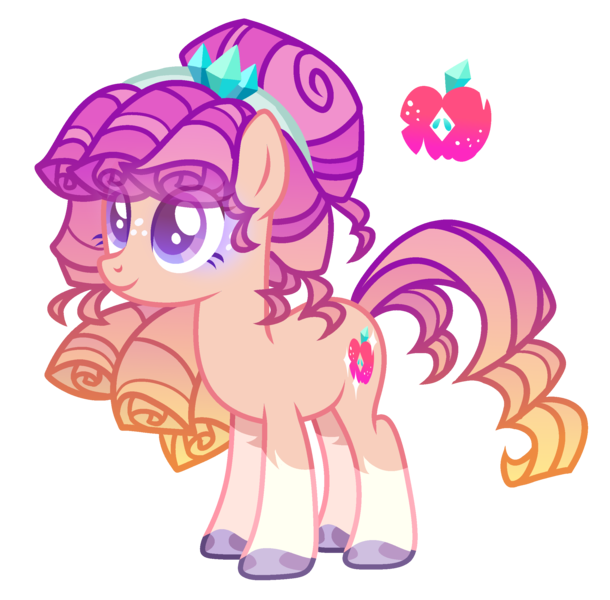 Size: 2344x2304 | Tagged: safe, artist:anno酱w, derpibooru import, oc, unofficial characters only, earth pony, pony, adoptable, apple, base used, body markings, cutie mark, eyelashes, eyeshadow, food, freckles, gem, gemstones, hair bun, hairband, headband, image, magical lesbian spawn, makeup, offspring, parent:applejack, parent:rarity, parents:rarijack, png, simple background, solo, transparent background