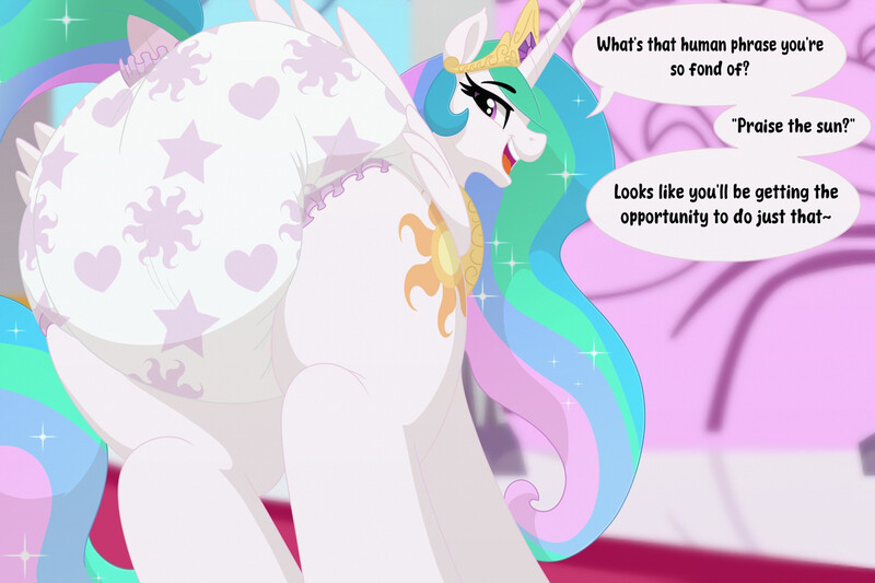 Size: 2000x1333 | Tagged: suggestive, artist:nineplusten, derpibooru import, princess celestia, pony, butt, butt focus, diaper, diaper fetish, dock, fetish, image, jpeg, looking at you, looking back, looking back at you, poofy diaper, solo, tail