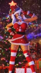 Size: 2160x3840 | Tagged: safe, artist:artempredator, ponerpics import, oc, oc:bambina, unofficial characters only, anthro, deer, deer pony, original species, 3d, christmas, christmas sweater, clothes, female, gloves, holiday, image, jpeg, one eye closed, sweater