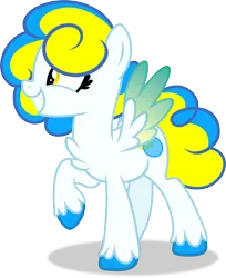 Size: 2899x3548 | Tagged: safe, artist:nearby_gazelle_6570, derpibooru import, oc, oc:bubble pop, unofficial characters only, pegasus, chest fluff, image, png, show accurate, simple background, solo, spread wings, transparent background, two toned hair, unshorn fetlocks, wing gradient, wings