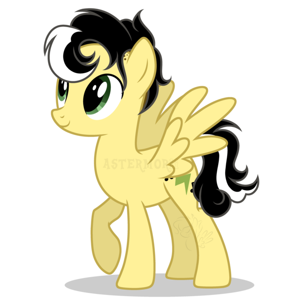 Size: 3840x3840 | Tagged: safe, artist:astermorii, derpibooru import, oc, oc:alice azalea, unofficial characters only, pegasus, pony, g4, green eyes, image, looking up, pegasus oc, png, raised hoof, render, show accurate, simple background, skunk stripe, smiling, spread wings, transparent background, wings