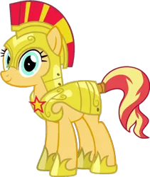 Size: 684x809 | Tagged: safe, artist:thecomputerguy18, derpibooru import, sunset shimmer, pony, unicorn, g4, female, guardsmare, horn, image, mare, missing horn, png, royal guard, solo, vector