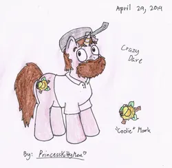 Size: 905x883 | Tagged: safe, artist:crazyplantmae, derpibooru import, ponified, pony, unicorn, 2014, beard, crazy dave, facial hair, horn, image, jpeg, male, plants vs zombies, stallion, traditional art