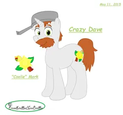 Size: 925x864 | Tagged: safe, artist:crazyplantmae, derpibooru import, ponified, pony, unicorn, 2015, beard, crazy dave, facial hair, horn, image, jpeg, male, plants vs zombies, stallion, traditional art