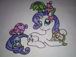 Size: 1024x768 | Tagged: safe, artist:towny-san, derpibooru import, rarity, pony, unicorn, g4, crossover, female, flower, horn, image, jpeg, mare, mushroom, perfume shroom, plant, plants vs zombies, sunflower, traditional art