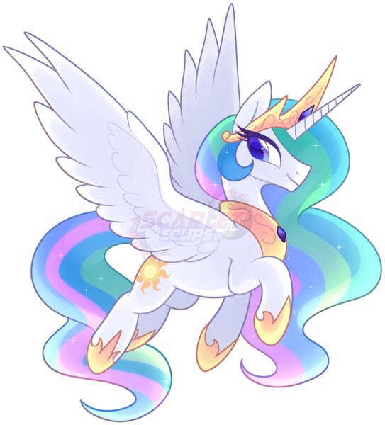 Size: 993x1098 | Tagged: safe, artist:scarleteclipse7, derpibooru import, princess celestia, alicorn, pony, g4, female, image, jewelry, jpeg, mare, simple background, smiling, solo