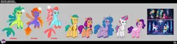 Size: 6950x1746 | Tagged: safe, derpibooru import, official, applejack, fluttershy, hitch trailblazer, izzy moonbow, pinkie pie, pipp petals, princess skystar, queen novo, rainbow dash, rarity, sunny starscout, twilight sparkle, zipp storm, earth pony, pegasus, pony, seapony (g4), unicorn, g4, g5, my little pony: tell your tale, my little pony: the movie, .psd available, bracelet, colored wings, concept art, destiny (g5), female, folded wings, horn, image, jewelry, male, mane five, mane stripe sunny, mare, multicolored wings, png, royal sisters (g5), seaponified, seapony applejack, seapony fluttershy, seapony pinkie pie, seapony rainbow dash, seapony rarity, seapony twilight, siblings, sisters, smiling, species swap, stallion, unshorn fetlocks, wings