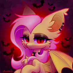 Size: 3000x3000 | Tagged: safe, artist:persikulka, derpibooru import, fluttershy, bat pony, pony, bat ponified, flutterbat, image, png, race swap, solo