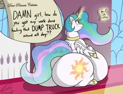 Size: 4645x3547 | Tagged: suggestive, artist:dullpoint, derpibooru import, princess celestia, alicorn, pony, absurd resolution, belly, big belly, blushing, butt, celestia is not amused, chubbylestia, dear princess celestia, fat, female, huge belly, huge butt, image, impossibly large belly, large butt, levitation, magic, mare, morbidly obese, obese, plot, png, solo, sunbutt, telekinesis, unamused