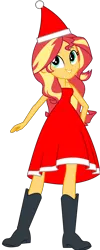 Size: 1418x3557 | Tagged: safe, artist:cartoonmasterv3, derpibooru import, sunset shimmer, human, equestria girls, g4, advent calendar, boots, christmas, christmas 2024, clothes, costume, hat, holiday, image, png, santa claus, santa costume, santa hat, shoes, solo