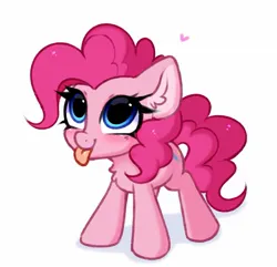 Size: 1695x1635 | Tagged: safe, alternate version, artist:pesty_skillengton, derpibooru import, pinkie pie, earth pony, pony, g4, :p, ear fluff, female, heart, image, jpeg, mare, simple background, solo, tongue out, white background