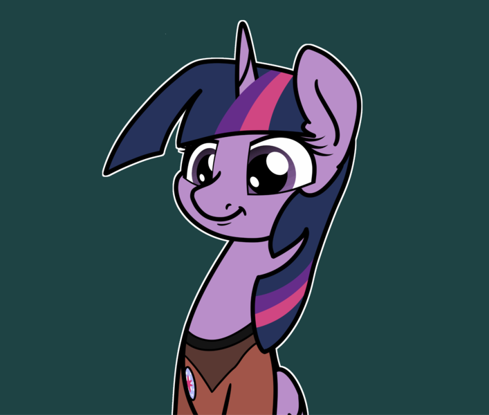 Size: 2048x1737 | Tagged: safe, artist:ewoudcponies, derpibooru import, twilight sparkle, twilight sparkle (alicorn), alicorn, pony, g4, bust, clothes, female, green background, image, mare, outline, png, simple background, smiling, solo, uniform, white outline