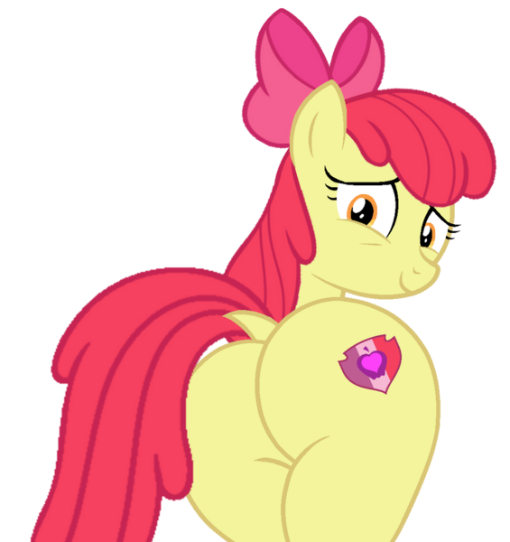 Size: 867x921 | Tagged: safe, artist:shieldwingarmorofgod, apple bloom, earth pony, pony, g4, apple bloom's bow, bloom butt, bow, butt, cutie mark, dock, female, flank, hair bow, horn, image, looking at you, looking back, looking back at you, mare, older, older apple bloom, png, simple background, solo, tail, transparent background, vector