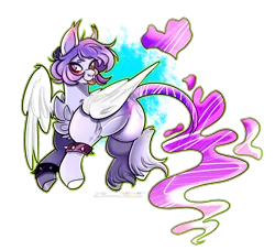 Size: 1231x1117 | Tagged: safe, artist:legendaryshadee, derpibooru import, oc, oc:ethereal dreams, pegasus, pony, bracelet, image, png, solo, spiked wristband, tongue out, wristband