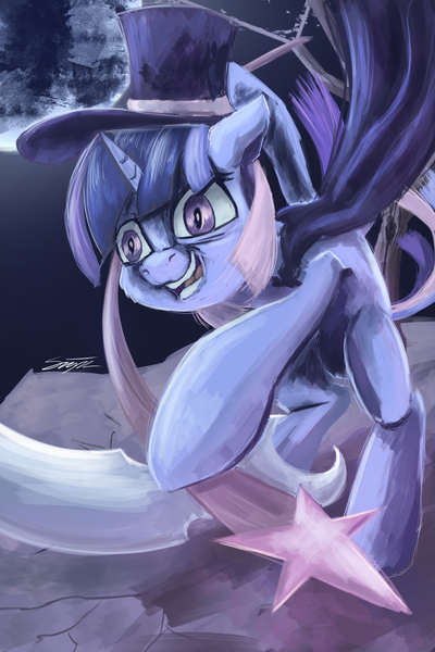 Size: 3334x5000 | Tagged: safe, artist:sigilponies, derpibooru import, oc, oc:flawless sparklemoon, pony, unicorn, fusion, fusion:trixie, fusion:twilight sparkle, fusion:twixie, horn, image, png, scythe