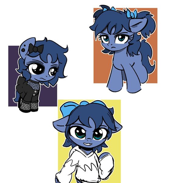 Size: 985x1057 | Tagged: safe, artist:wenni, derpibooru import, oc, oc:whinny, unofficial characters only, pony, bow, clothes, ear piercing, female, filly, foal, frown, goth, hair bow, hoodie, image, jpeg, mare, piercing, pigtails, simple background, smiling, solo, twintails, white background, younger