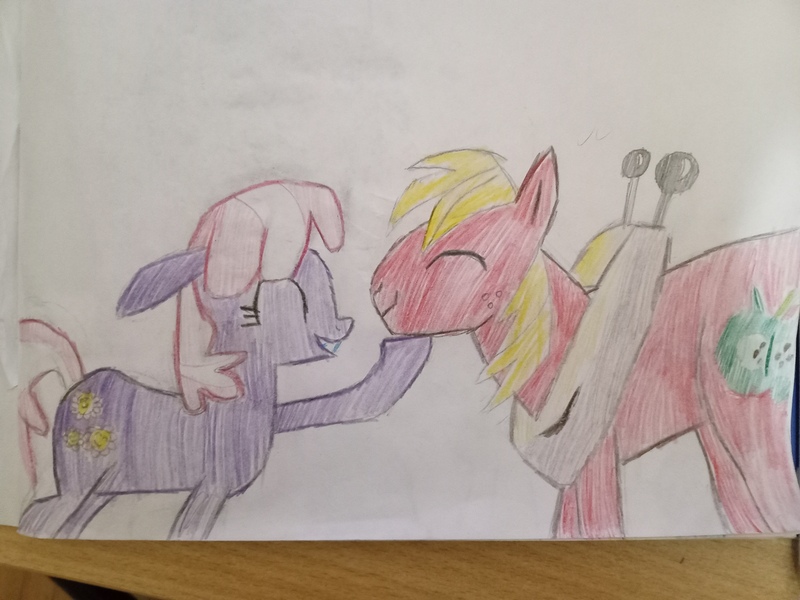 Size: 4096x3072 | Tagged: safe, artist:victoric1993, derpibooru import, screencap, big macintosh, cheerilee, earth pony, pony, g4, season 2, colored pencil drawing, eyes closed, female, hearts and hooves day, image, jpeg, male, mare, my little pony, pencil drawing, ship:cheerimac, shipping, stallion, straight, traditional art