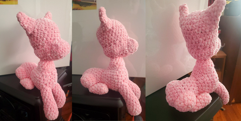 Size: 1257x630 | Tagged: safe, derpibooru import, pinkie pie, pony, g4, crochet, display, etsy, image, legs, pattern, png, sitting, soft, solo, yarn