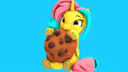 Size: 1920x1080 | Tagged: safe, artist:fallenponiesproduction, ponerpics import, oc, unofficial characters only, pony, 3d, cookie, cute, female, food, image, jpeg, mare