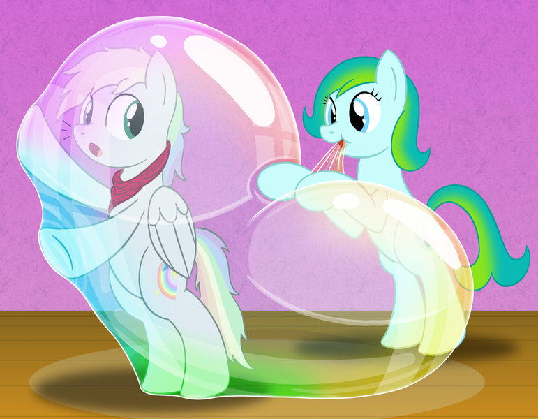 Size: 2250x1750 | Tagged: safe, artist:bladedragoon7575, derpibooru import, oc, oc:delphina depths, unofficial characters only, earth pony, pegasus, bubble, female, image, in bubble, male, pegasus oc, png, wings