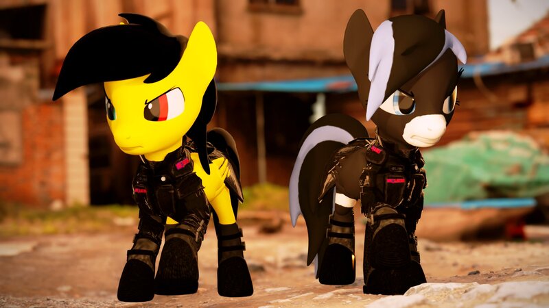 Size: 1920x1080 | Tagged: safe, artist:fallenponiesproduction, ponerpics import, oc, oc:specky, unofficial characters only, pony, 3d, clothes, female, heterochromia, image, jpeg, male, male and female, mare, stallion