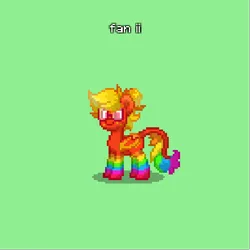 Size: 440x440 | Tagged: safe, derpibooru import, oc, oc:fan ii, unofficial characters only, pony, pony town, green background, image, name, png, simple background, smiling, solo, text