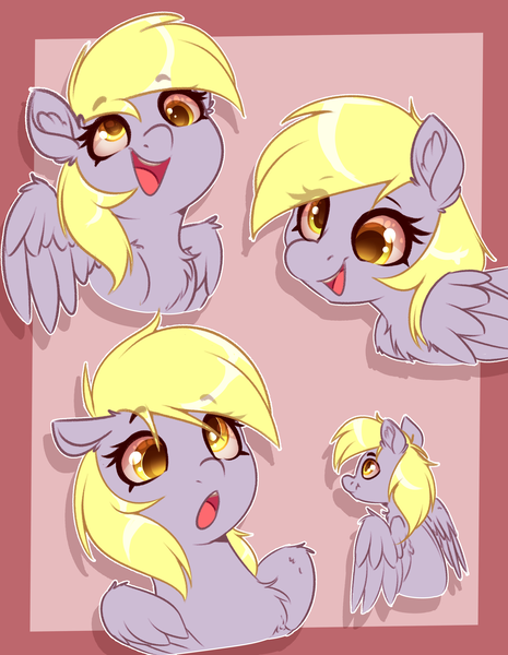 Size: 2736x3528 | Tagged: safe, artist:witchtaunter, derpibooru import, derpy hooves, pegasus, pony, g4, bust, cute, derp, female, happy, image, mare, png, portrait, simple background, surprised