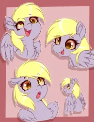 Size: 2736x3528 | Tagged: safe, artist:witchtaunter, derpibooru import, derpy hooves, pegasus, pony, g4, bust, cute, derp, female, happy, image, mare, png, portrait, simple background, surprised