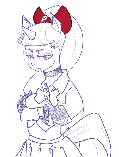 Size: 1219x1600 | Tagged: safe, artist:zarcotauomega, derpibooru import, ponified, pony, undead, unicorn, vampire, catholicism, choker, christianity, clothes, goth, horn, image, png, skull, wholesome monster girl academia