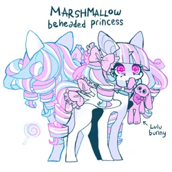 Size: 851x851 | Tagged: safe, artist:cutesykill, derpibooru import, oc, oc:princess marshmallow, unofficial characters only, alicorn, pony, alicorn oc, bangs, big ears, blue sclera, bow, colored pinnae, colored pupils, colored sclera, decapitated, eye clipping through hair, eyelashes, floating head, folded wings, hair accessory, hair bow, horn, image, long mane, mane accessory, mouth hold, pigtails, pink bow, pink eyes, pink pupils, plushie, png, princess, princess oc, reference sheet, ringlets, simple background, small horn, solo, standing, tail, tail accessory, tail bow, text, thin, three toned mane, three toned tail, tied mane, tied tail, unicorn horn, white background, white coat, wings