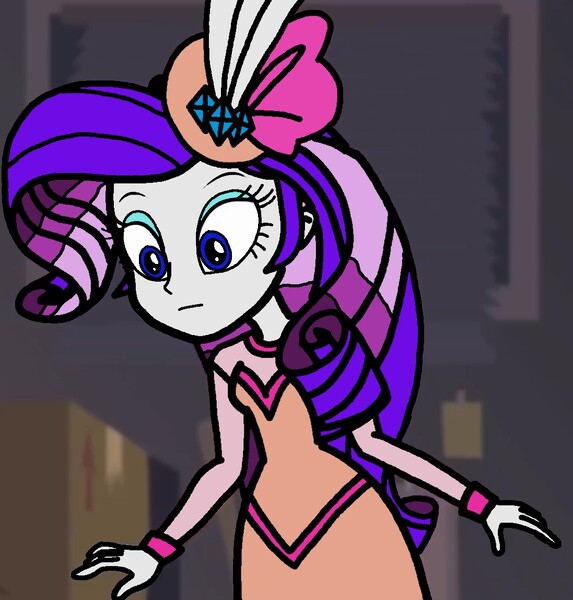 Size: 1097x1148 | Tagged: safe, artist:dragonkingamn, derpibooru import, edit, edited screencap, screencap, equestria girls, equestria girls series, g4, rarity investigates: the case of the bedazzled boot, :|, clothes, cufflinks, diamond, dress, feather, hat, image, jpeg, long dress, long skirt, long sleeves, looking down, my little pony equestria girls: choose your own ending, pillbox hat, rarity investigates: the case of the bedazzled boot: trixie, skirt