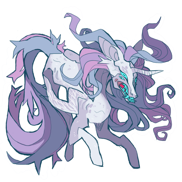 Size: 851x851 | Tagged: safe, artist:cutesykill, derpibooru import, princess celestia, monster pony, pony, g4, alternate design, alternate eye color, alternate hairstyle, alternate tailstyle, bared teeth, big ears, blue eyes, blue sclera, blue teeth, colored pinnae, colored sclera, colored teeth, crooked horn, cyan eyes, cyan sclera, ear fluff, emaciated, fangs, female, flowing mane, flowing tail, horn, image, leonine tail, long muzzle, mare, multiple eyes, no catchlights, partially open wings, pink-mane celestia, png, rectangular pupil, sharp teeth, skinny, solo, tail, tail fluff, teeth, thick tail, thin, three quarter view, two toned mane, two toned tail, unicorn horn, white coat, wings