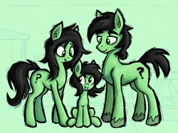 Size: 802x600 | Tagged: safe, artist:daze, derpibooru import, oc, oc:anon stallion, oc:anon-mare, oc:anonfilly, earth pony, pony, family, female, filly, foal, image, male, mare, pixel-crisp art, png, stallion, trio