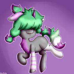 Size: 920x920 | Tagged: safe, artist:anibaruthecat, oc, unnamed oc, pony, unicorn, abstract background, clothes, commission, cute, disguise, disguised changeling, female, filly, floppy ears, image, ocbetes, pigtails, png, raised leg, smiling, socks, solo, striped socks, tail