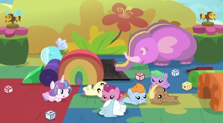 Size: 720x399 | Tagged: safe, derpibooru import, screencap, coconut palm, cranberry pit, cream puff, ginger tea, grape stem, princess flurry heart, stratus wind, alicorn, earth pony, pony, once upon a zeppelin, season 7, baby, baby pony, creambetes, cute, faceplant, female, filly, flurrybetes, foal, g4, gingerbetes, grapebetes, image, jpeg, zeppelin children