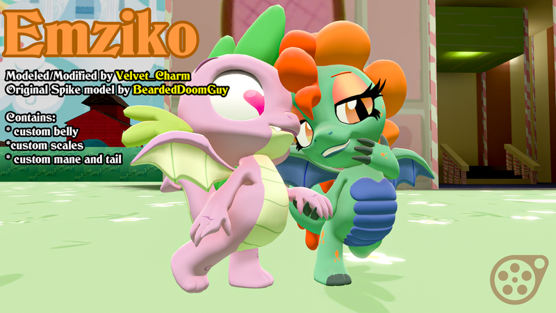 Size: 1024x576 | Tagged: safe, derpibooru import, spike, oc, oc:emziko, dragon, 3d, canon x oc, description, download at source, downloadable, dragon oc, duo, duo male and female, female, heart, heart eyes, image, male, non-pony oc, png, shipping, source filmmaker, source filmmaker resource, spiko, straight, wingding eyes, winged spike, wings, year of the dragon