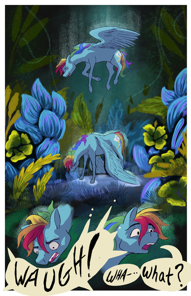 Size: 2000x3100 | Tagged: safe, artist:seventozen, derpibooru import, rainbow dash, pony, comic:the problem of parthus, image, jpeg, plant, solo