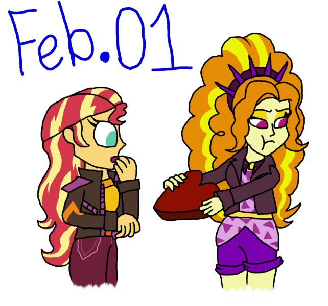 Size: 2675x2500 | Tagged: safe, artist:ktd1993, derpibooru import, adagio dazzle, sunset shimmer, equestria girls, female, holiday, image, lesbian, png, ship:sunsagio, shipping, valentine's day